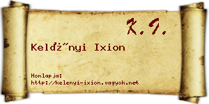 Kelényi Ixion névjegykártya